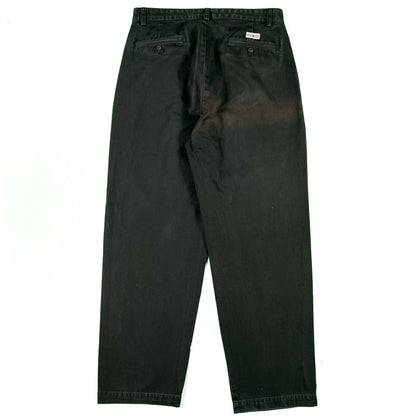 00s Polo RL Black Pleated Cotton Chino Pants- 31x29