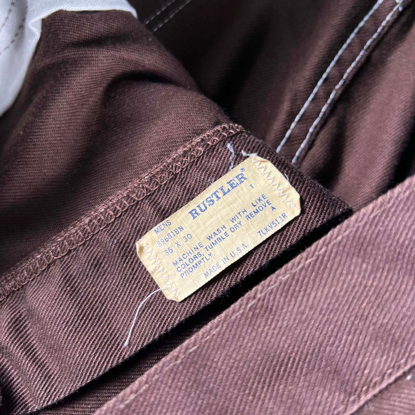 70s Rustler Brown Cotton Blend Slacks- 33x28