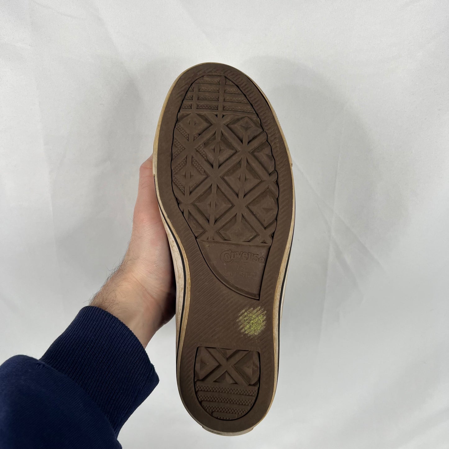 Black Leather High Top Converse- M's 7, W's 8.5