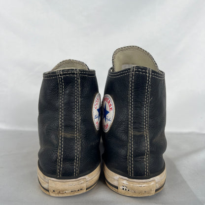 Black Leather High Top Converse- M's 7, W's 8.5