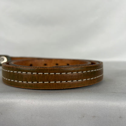 00s Patina Green Leather Belt- 28"-32"