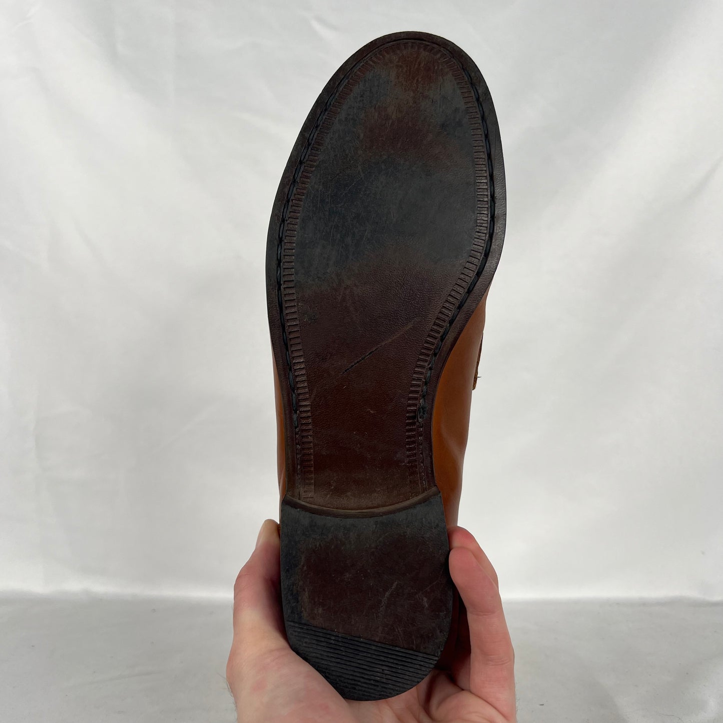 90s Caramel Tan Leather Penny Loafers- M's 8.5, W's 10