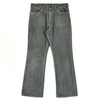 70s Plain Pockets Sun Faded Navy Flared Corduroy Pants- 32x29