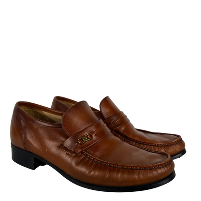 90s Caramel Tan Leather Penny Loafers- M's 8.5, W's 10