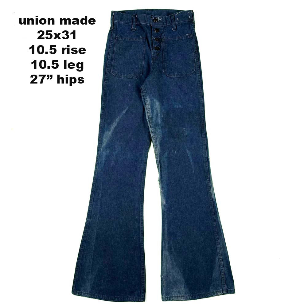60s/70s Seafarer Flared Denim Sailor Pants- SELECT PAIR
