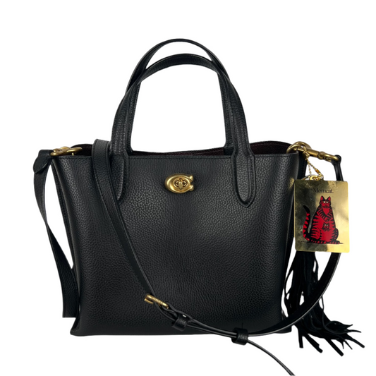 Coach Leather Side Bag w Kilban Cat Charm