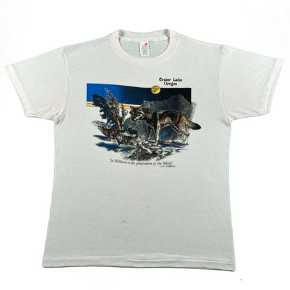 80s Crater Lake Henry David Thoreau Wolves Tee- L