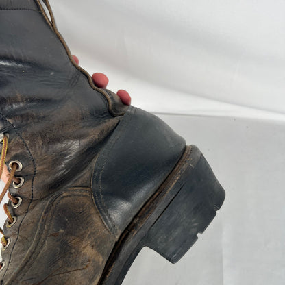 80s Red Wing Patina Black Logger Boots- M's 9.5, W's 11