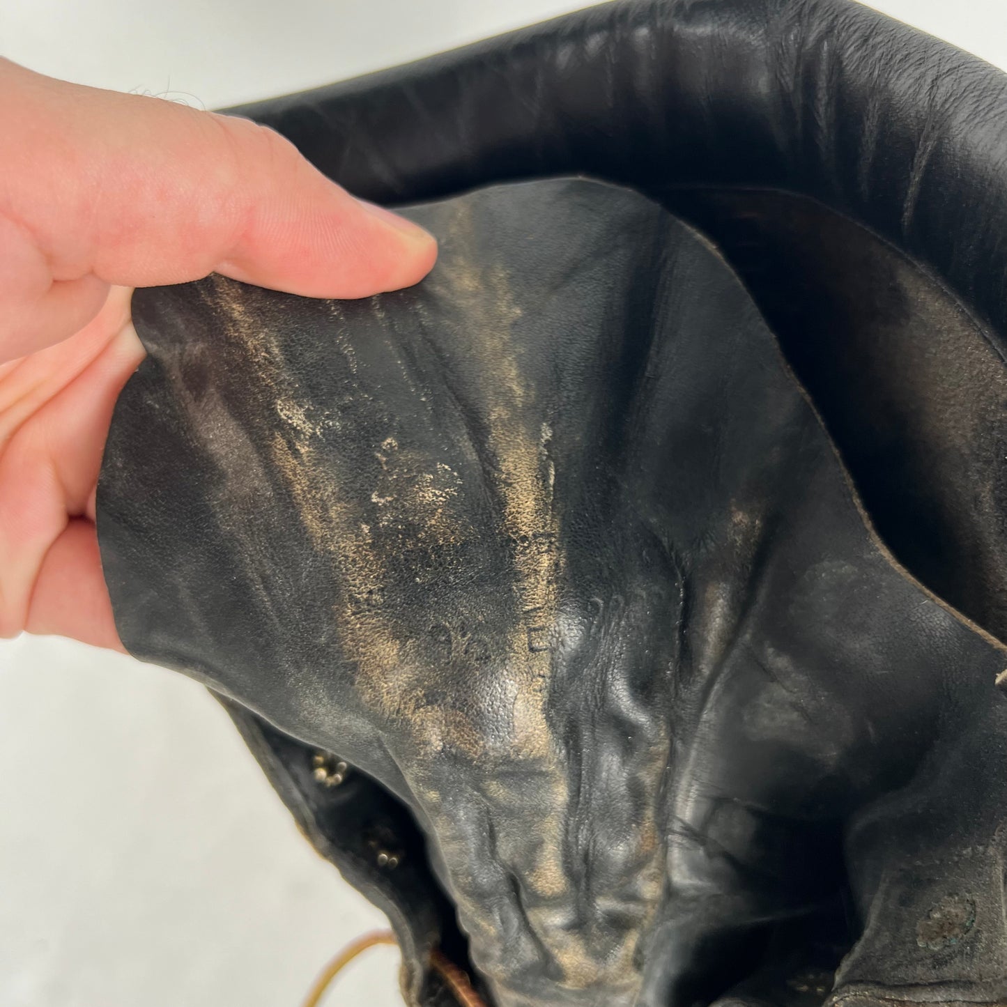 80s Red Wing Patina Black Logger Boots- M's 9.5, W's 11