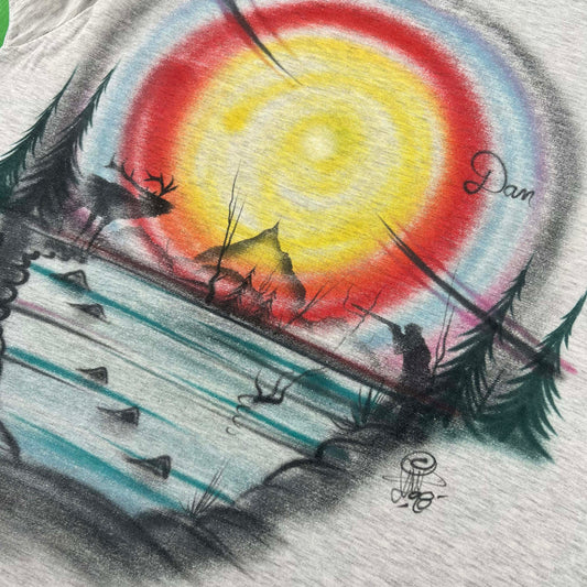 90s Air Brush Elk Hunting Tee- L