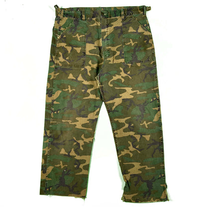 60s/70s Jungle Camo Fatigue Pants- 28"-39"x28