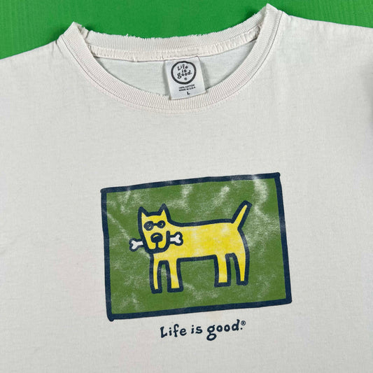90s Life is Good Dog Long Sleeve Tee- L