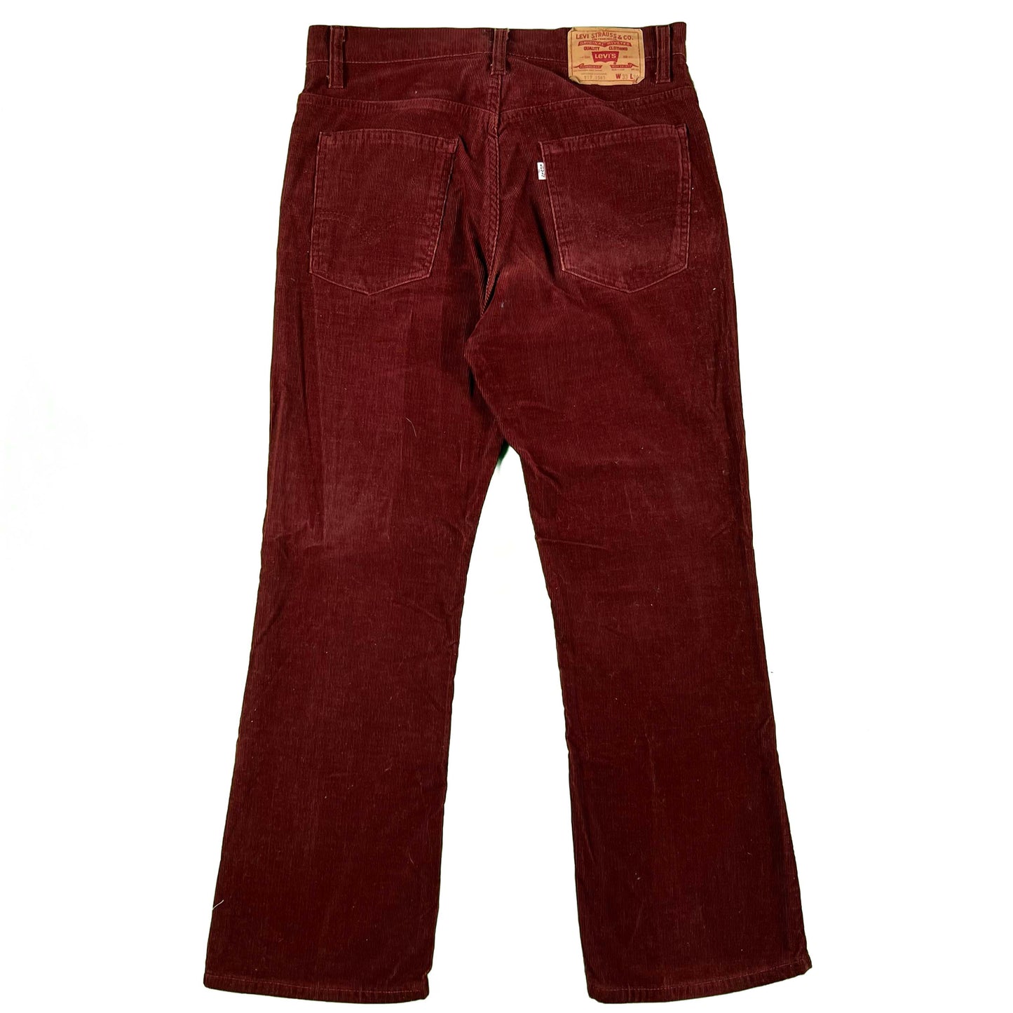 70s Levi's 517 Burgundy Boot Cut Corduroy Pants- 32x28