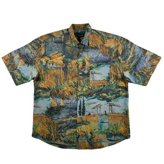 80s Printed 'allen wah collection' Rayon Blend Shirt- XL