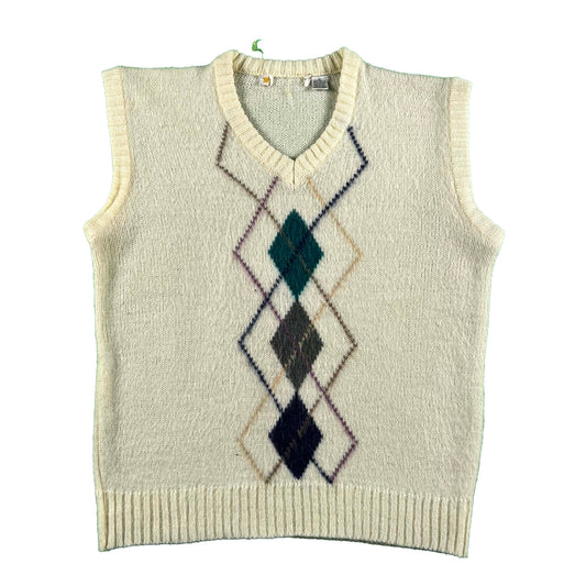 80s Argyle Mohair Sweater Vest- XL