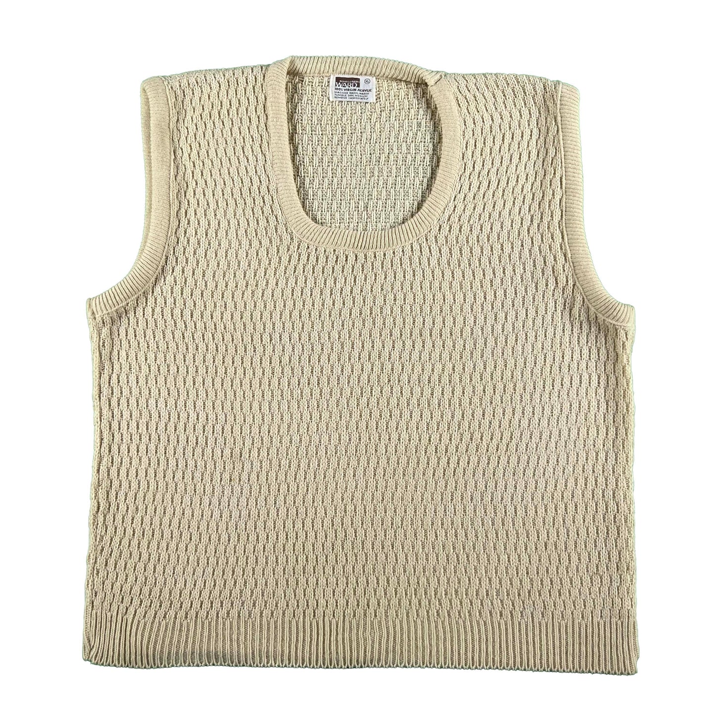 70s Montgomery Ward Cable Knit Sweater Vest- L