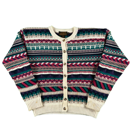 90s Fugly Eddie Bauer 100% Cotton Knit Cardigan- S