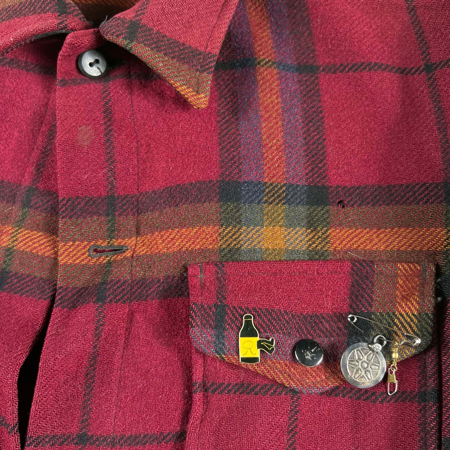 60s Thrashed Wool Plaid Cruiser Charm Jacket- XL