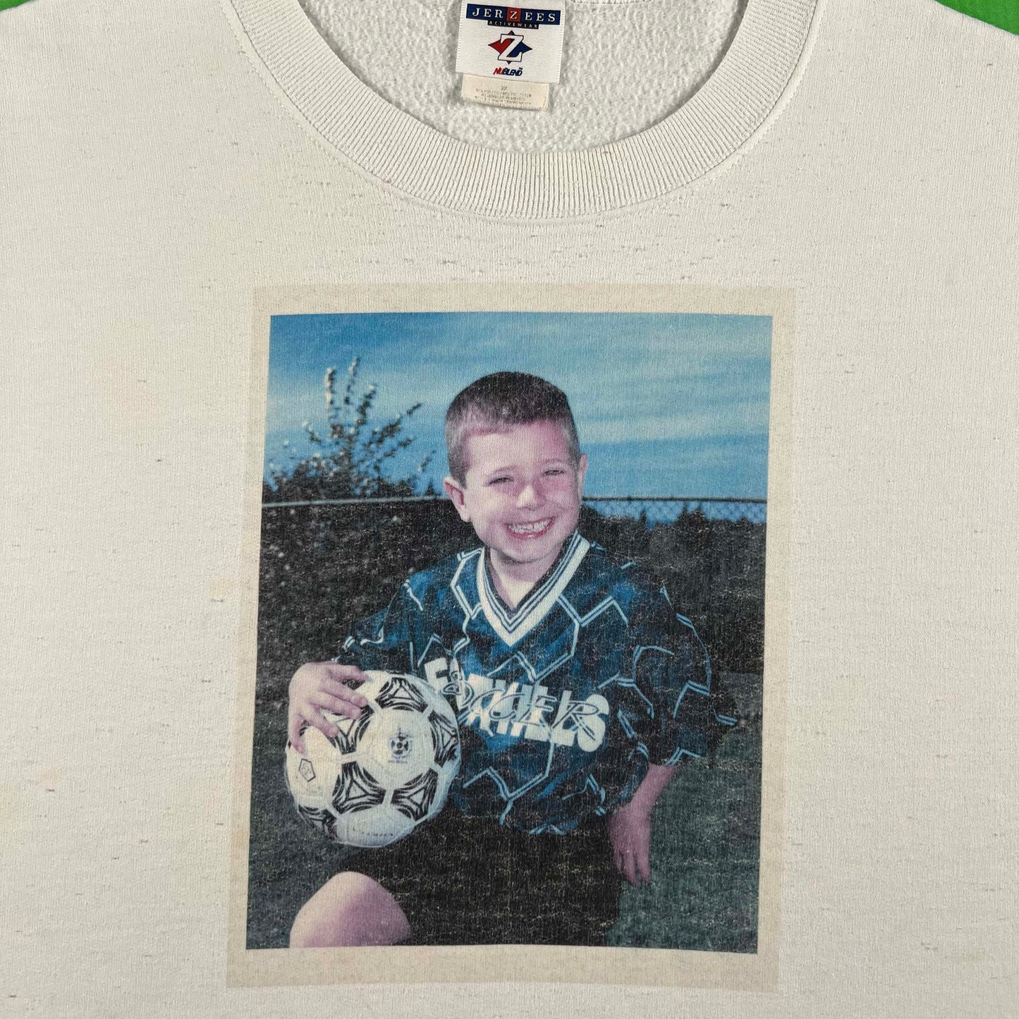 90s Soccer Player Photo Print Sweatshirt- XXL