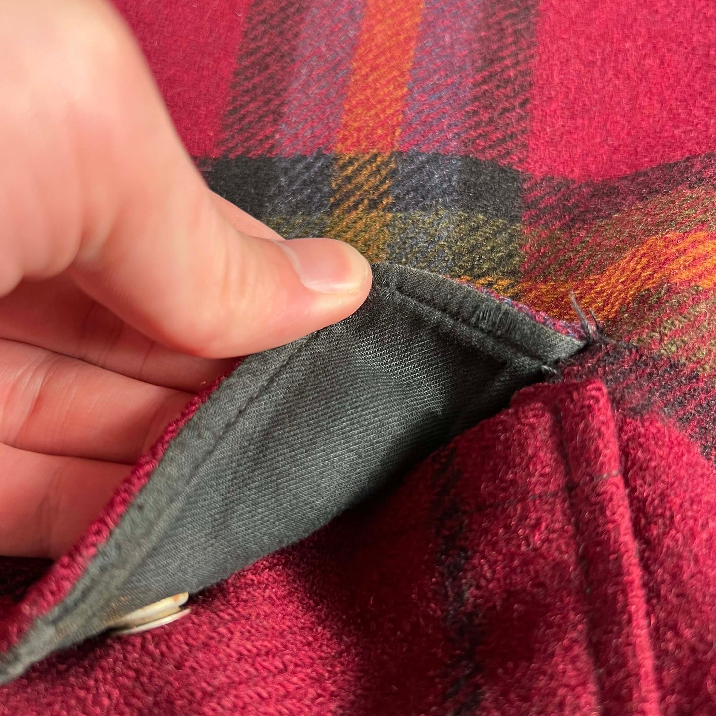 60s Thrashed Wool Plaid Cruiser Charm Jacket- XL