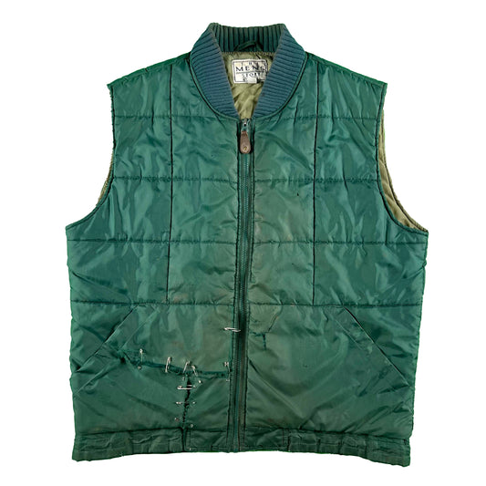 80s Safety Pinned Sears Down Vest- L