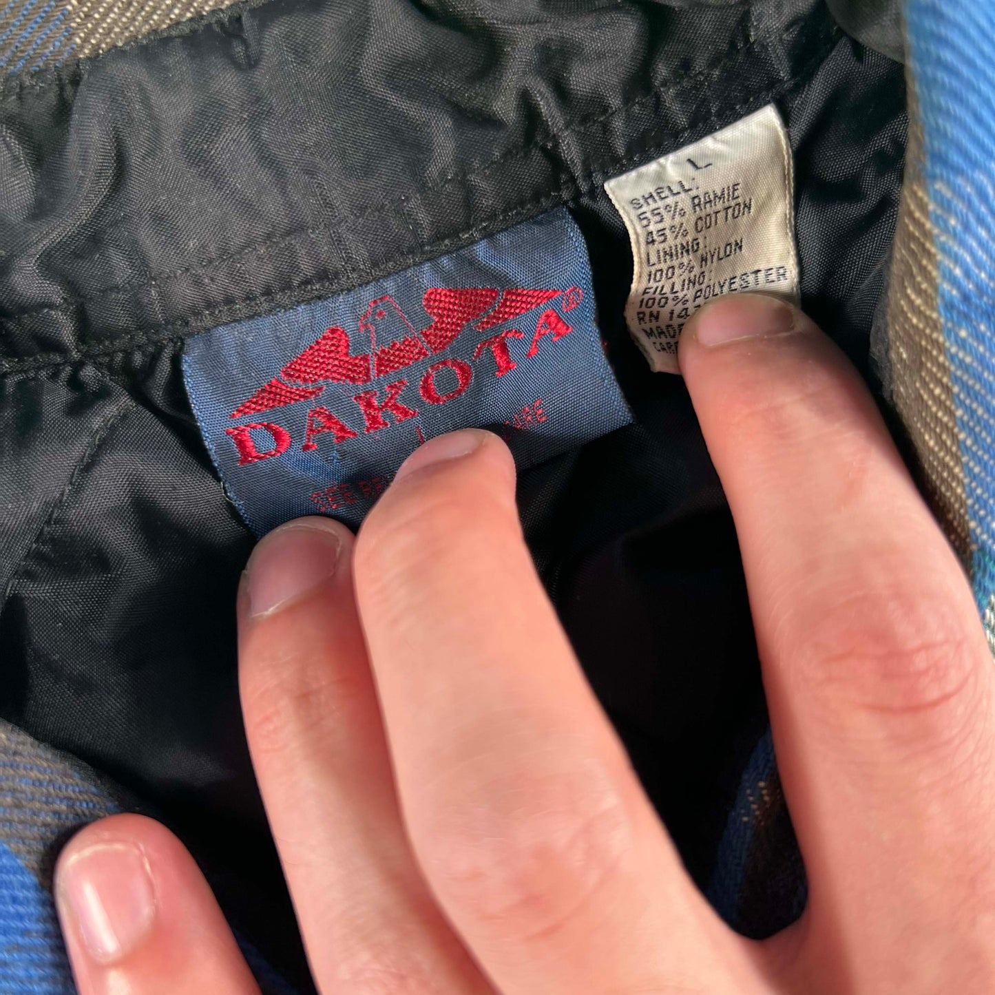 90s 'Dakota' Quilted Flannel Shacket- L