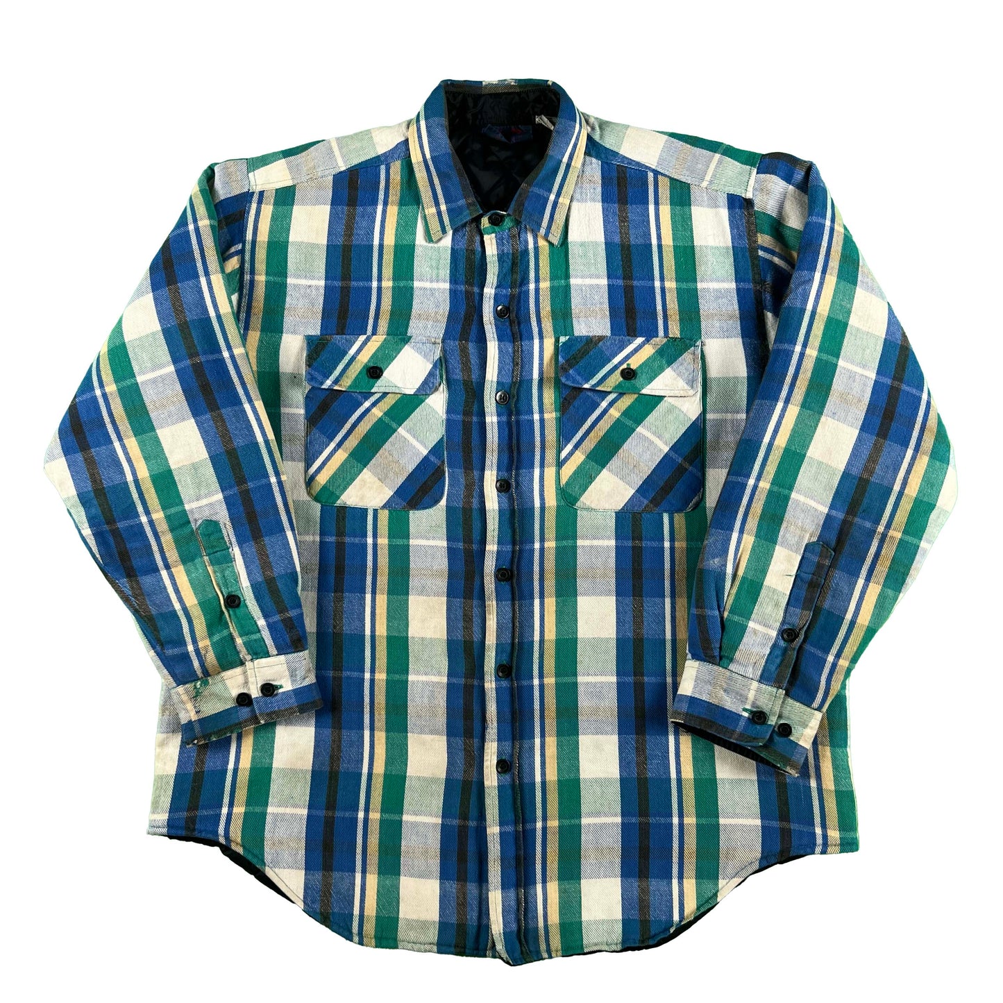 90s 'Dakota' Quilted Flannel Shacket- L