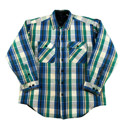 90s 'Dakota' Quilted Flannel Shacket- L
