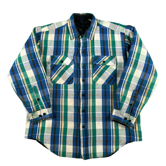 90s 'Dakota' Quilted Flannel Shacket- L