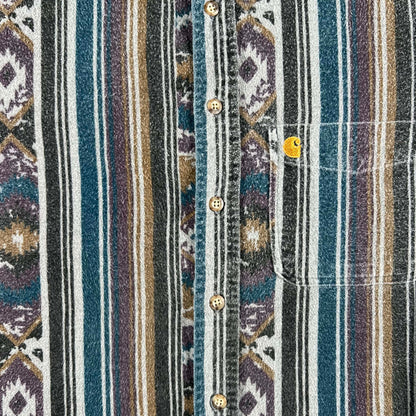 90s Carhartt Aztec Cotton Chamois Shirt- L