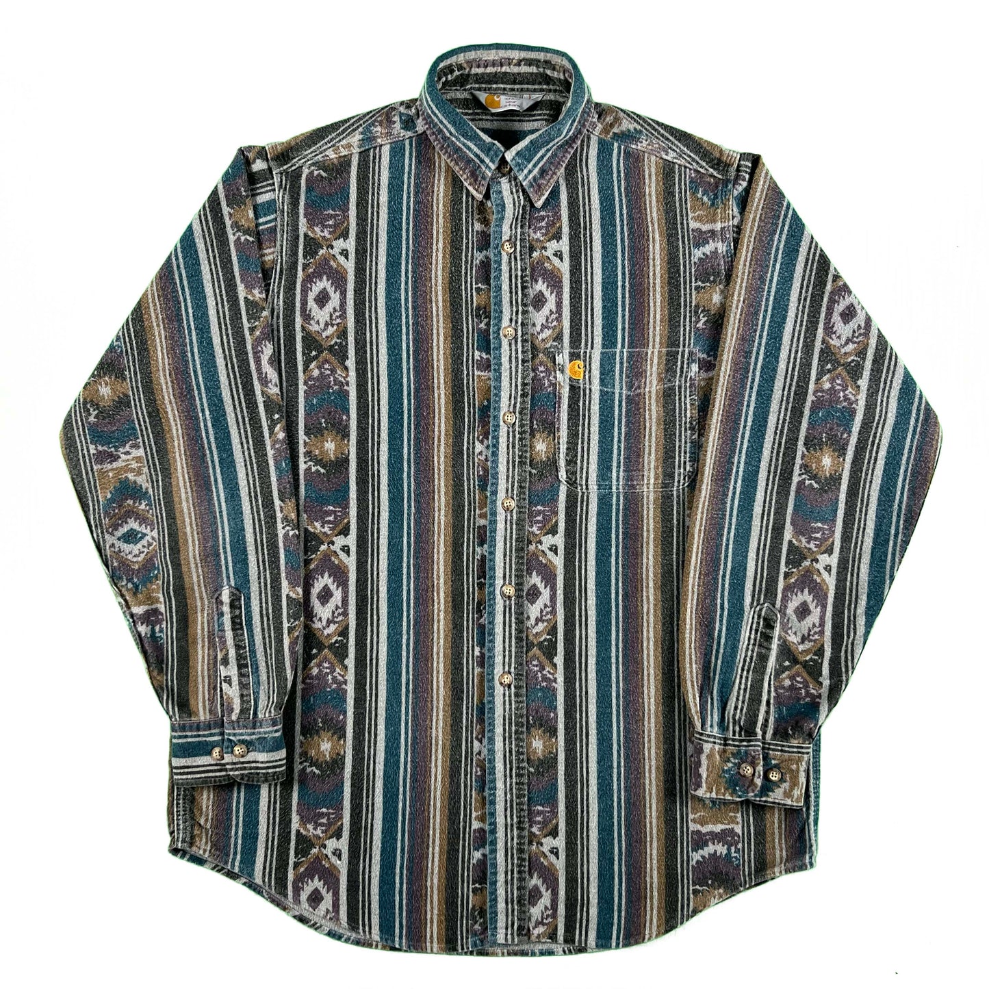 90s Carhartt Aztec Cotton Chamois Shirt- L