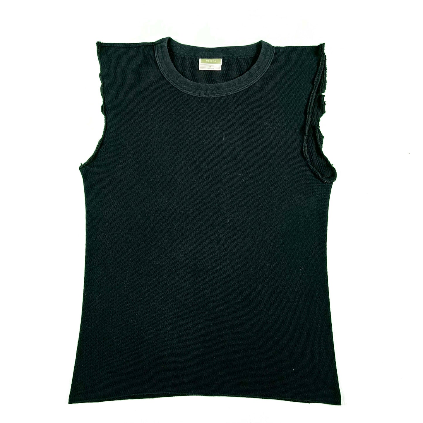 00s Waffle Knit Black Tank Top- M