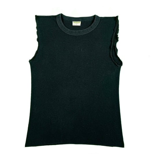 00s Waffle Knit Black Tank Top- M