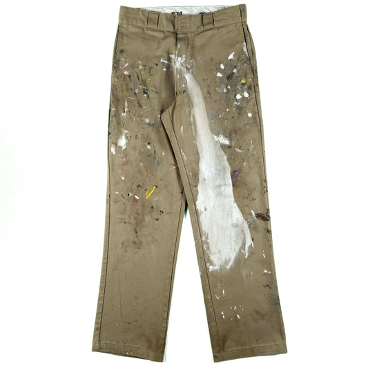 Dickies Tan Paint Covered 874 Pants- 28x31