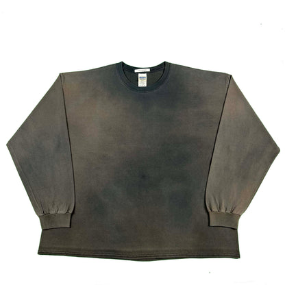 Super Sun Faded Black Oversized Long Sleeve Tee- XXL