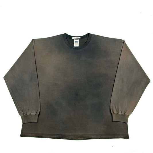Super Sun Faded Black Oversized Long Sleeve Tee- XXL