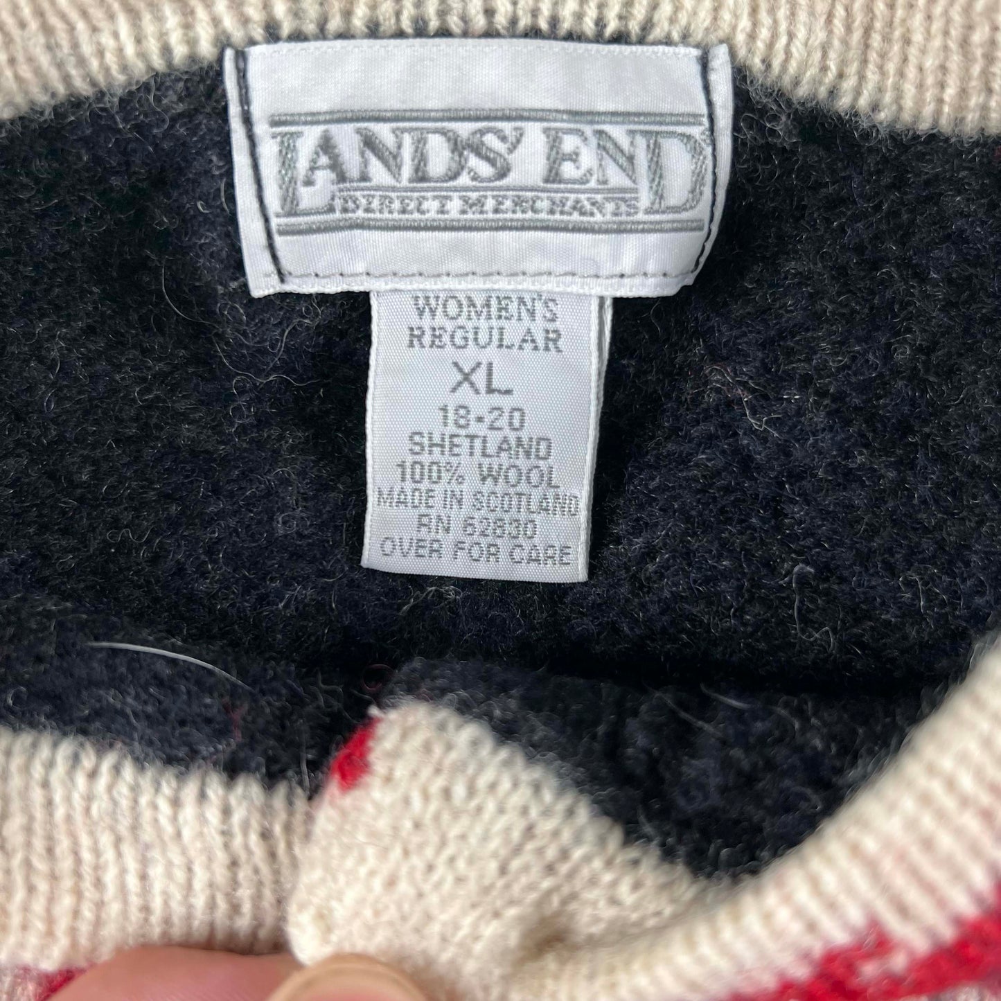 90s Lands' End Shetland Wool Deer Cardigan- L
