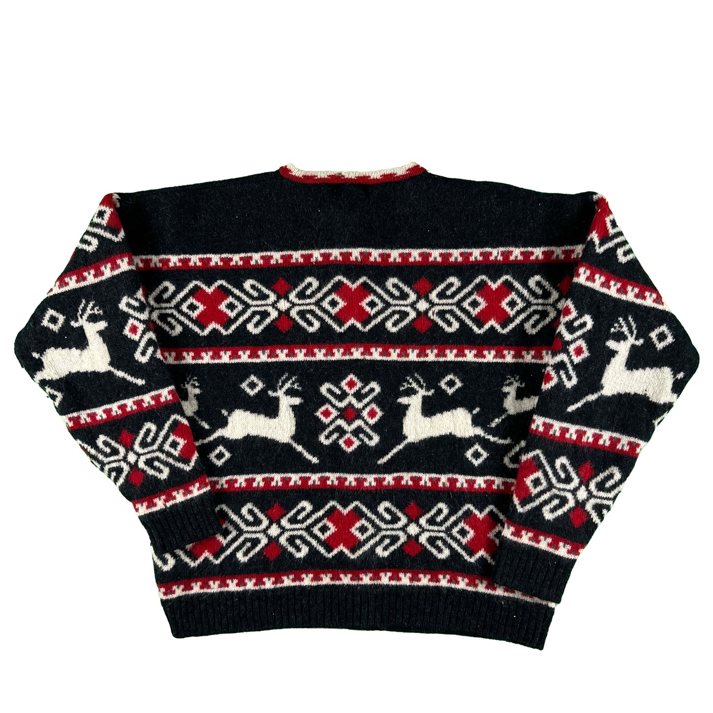 90s Lands' End Shetland Wool Deer Cardigan- L
