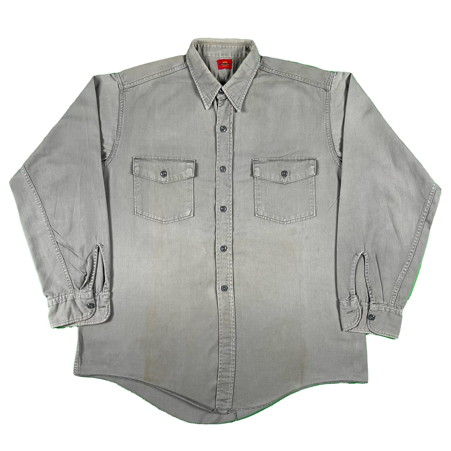 50s Dickies Faded Grey Cotton Work Shirt- L