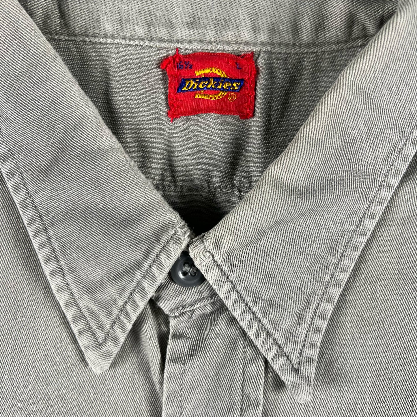 50s Dickies Faded Grey Cotton Work Shirt- L