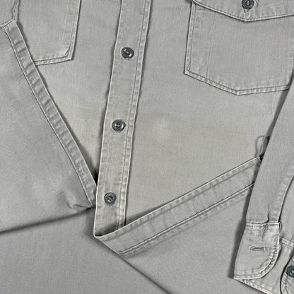 50s Dickies Faded Grey Cotton Work Shirt- L