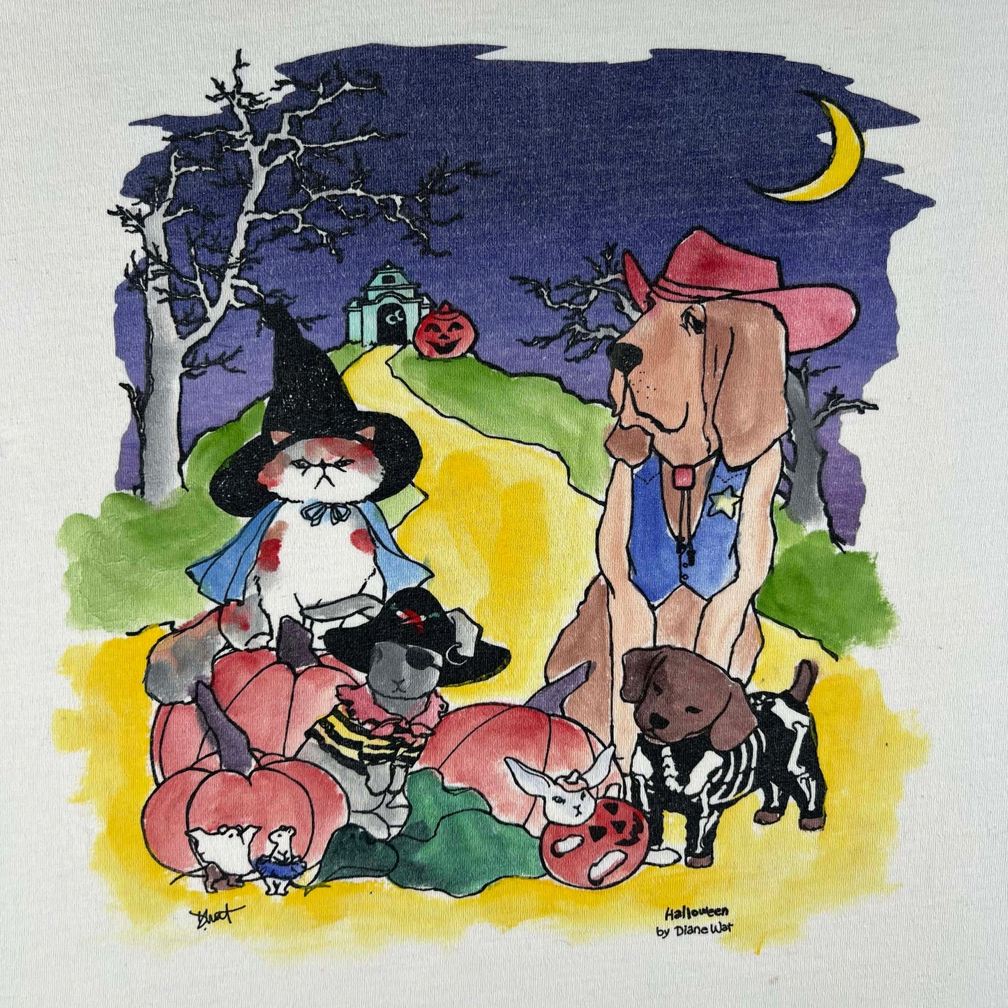 90s Cat and Dogs Halloween Long Sleeve Tee- M
