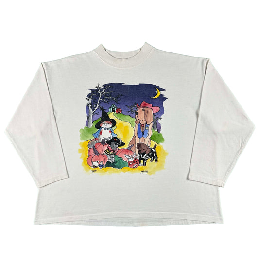 90s Cat and Dogs Halloween Long Sleeve Tee- M
