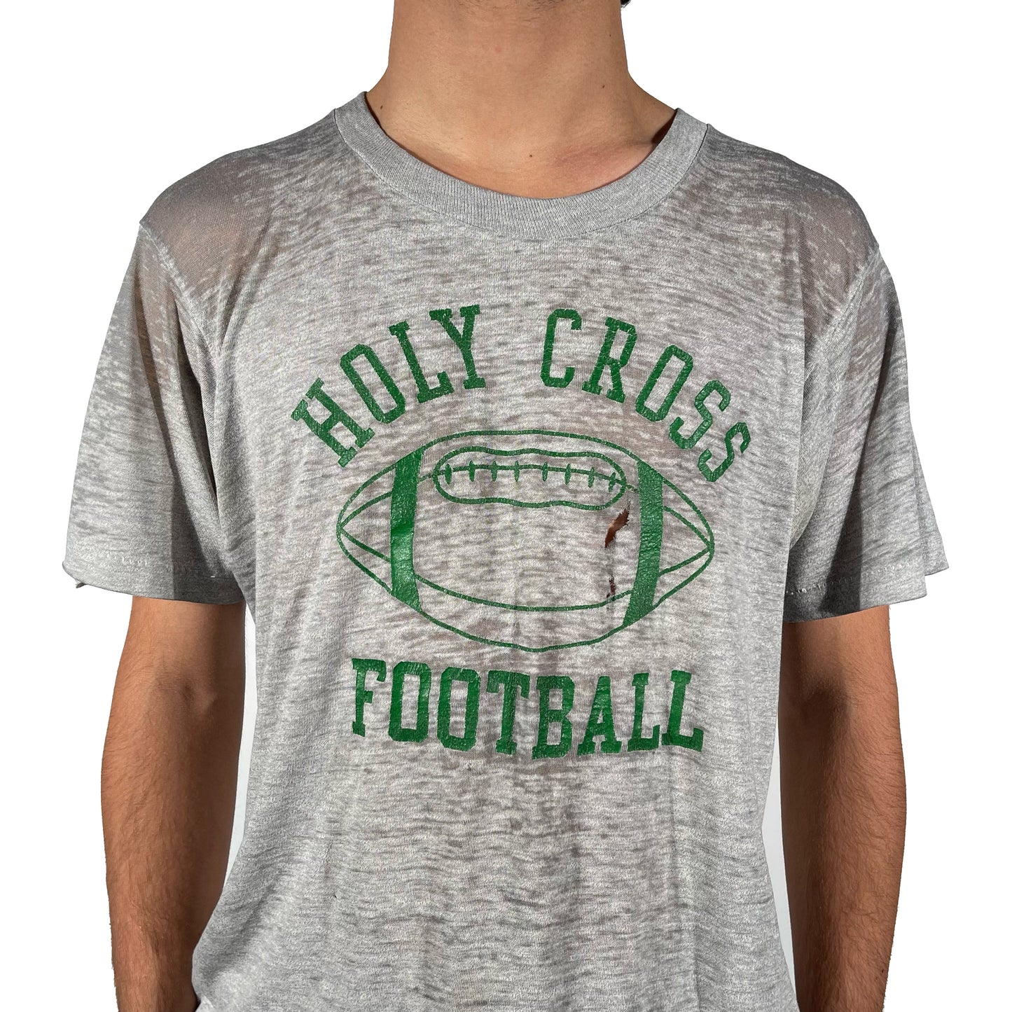 70s Paper Thin Holy Cross Football Tee- M