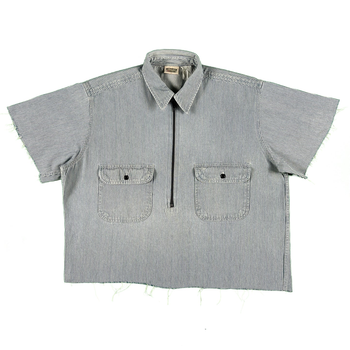 90s Chopped 5Brother Hickory Stripe Work Shirt- L