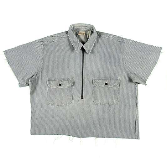 90s Chopped 5Brother Hickory Stripe Work Shirt- L