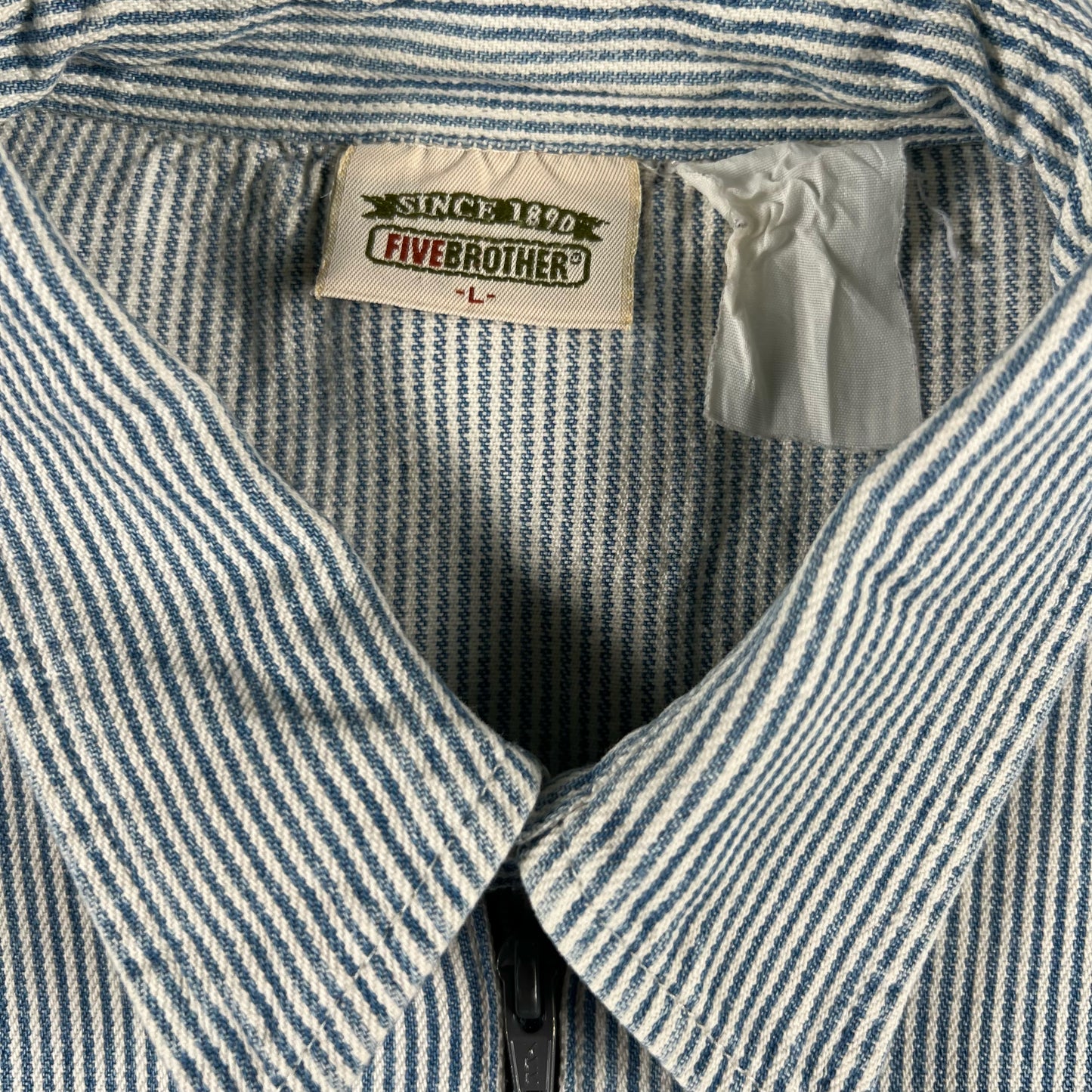 90s Chopped 5Brother Hickory Stripe Work Shirt- L