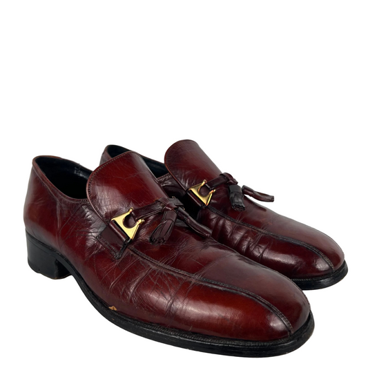 90s Leather Buckled Tassel Loafers- M's 7.5, W's 9