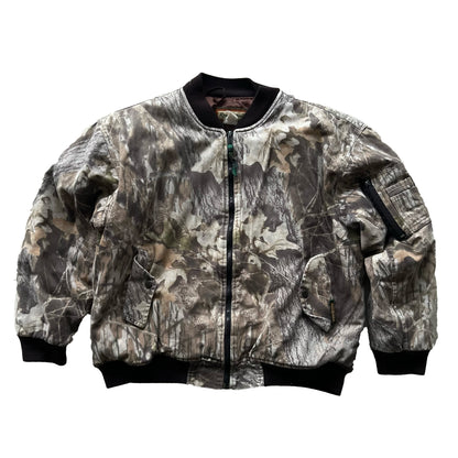 00s Boxy Camo Bomber Jacket- L