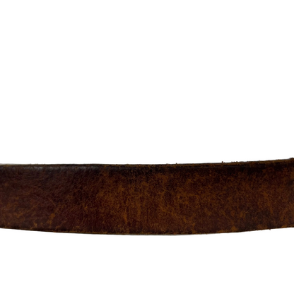 90s 3 Piece Metal Patina Brown Leather Belt- 28"-32"